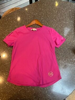 Michael Kors Hot Pink Short Sleeve Tee with Logo Tag